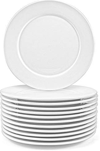 Foraineam 12 pezzi 20,3 cm rotondi in porcellana piatti da insalata piatti da dessert set bianco stoviglie piatti da portata