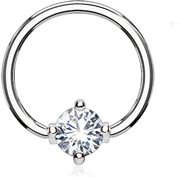 beyoutifulthings Ring ZIRKONIA Brustwarzen-Piercing Intim-Piercing Brust-Piercing Edelstahl Gold Silber ROSÉGOLD SCHWARZ 1,2/1,6mm Ring 10/ 12mm