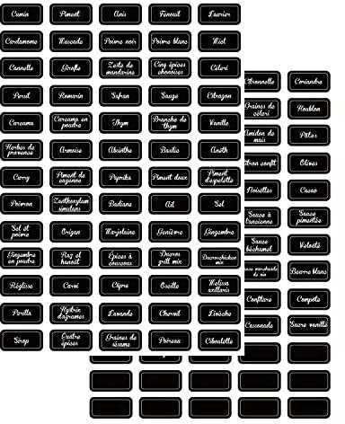 Étiquettes Épices Français – 130 Stickers Autocollants Noirs – Etiquettes Autocollantes Personnalisées pour Bocaux Cuisine, Étanches et Lisibles