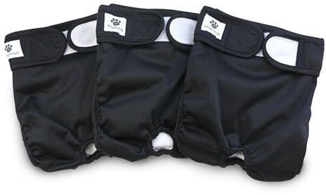 Hisprout 3-Pack Female Dog Diaper Incontinence Reusable Washable Breathable Durable Doggie Diapers Pants Dog Season Pants(XS,Black)
