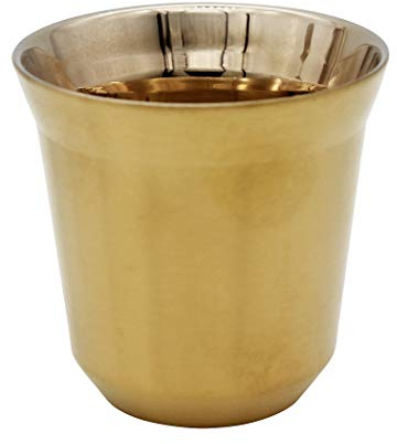 Abcsea 1 Stück Espressotassen Aus Edelstahl, Kaffeetasse aus Edelstahl, Mokkatassen Edelstahl, Doppelwandige Kaffeetassen Espressobecher, Golden 80ml