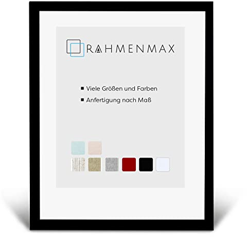 RahmenMax® Skane A4 Bilderrahmen Holz 21x29,7 cm zum Aufhängen/Bilderrahmen Maßanfertigung möglich/MDF Posterrahmen/Bilder Rahmen in Schwarz Matt mit Acrylglas/Puzzle Rahmen