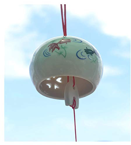 TGRTY Schöne Windspiele Keramische japanische Windspiele Glücksglocken Hangende Dekorationen Geburtstag präsentiert Windglocken Garten-Hängendekor Windspiele (Color : White Fish)