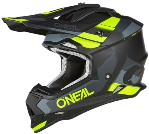 O'NEAL | Motocross-Helm | MX Enduro | ABS-Schale, Lüftungsöffnungen für optimale Kühlung | 2SRS Helmet SPYDE V.23 | Erwachsene | Schwarz Grau Neongelb | Größe S (55/56 cm)