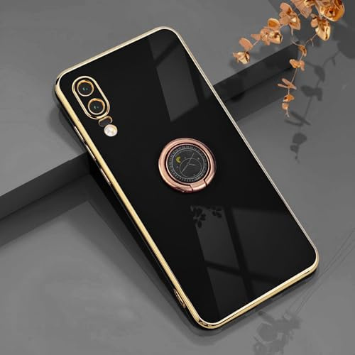 Rokmym Huawei P20 Hülle,Weiche Silikon Handyhülle mit 360 Grad Ring Ständer für Magnetische Autohalterung Metallrahmen Case Cover für Huawei P20