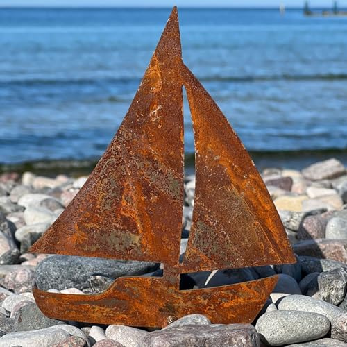 Storm's Gartenzaubereien Schiff - Segelboot Gartendeko Metall zum Einschrauben vorgerostet 16cm in Rostoptik