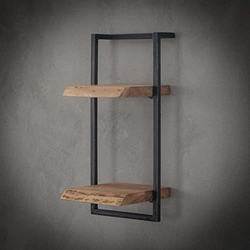 famlights Ringo-Living Wandregal Holz mit Metall, Deko Holzregal Industrial Regal, Tv hängend, Wanddeko Wohnzimmer, Schlafzimmer, Bücherregal Wand für Bücher, Bilder, , A-549046, 25 x 30 x 65 cm