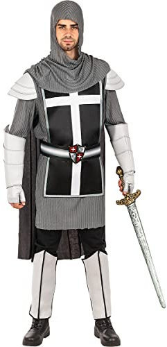 Funidelia | Ritter Kostüm Deluxe für Herren Mittelalter - Kostüm für Erwachsene & Verkleidung für Partys, Karneval & Halloween - Größe XL - Grau/Silber
