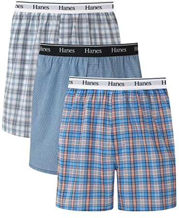 Hanes Originals Bomullsvävda boxershorts, fukttransporterande underkläder för män, 3-pack, M
