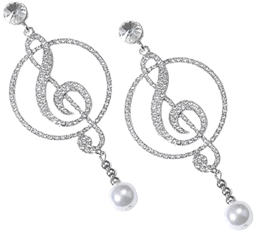 MILISTEN 1 Paar Ohrringe Mit Musiknoten Musikinstrument Maultrommel Sterling Silber 925 Ohrstecker Musiknote Damen Musik Note Tropfen Ohrringe Fräulein Perle Mode Nadel Aus 925er Silber