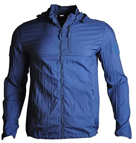 RWRAPS Angelbekleidung Sonnenschutz Outdoor-Wanderjacke Langarmshirt Schnelltrocknender Sonnenschutz mit Kapuze (Farbe: Blau, Größe: Klein) (Blau X)
