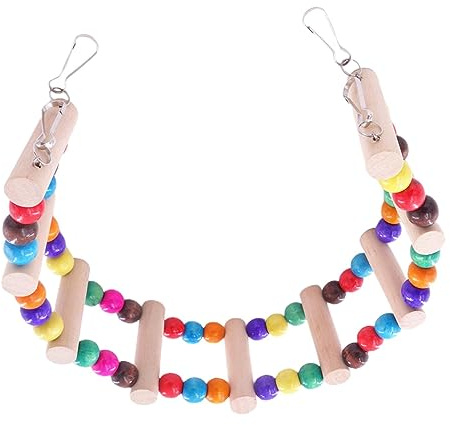 Ponte a scaletta per uccelli, robusta scala in legno per gabbie per uccelli, accessorio innocuo per gabbie per uccelli, altalena, giocattolo flessibile arcobaleno per inseparabili, conuri, ara