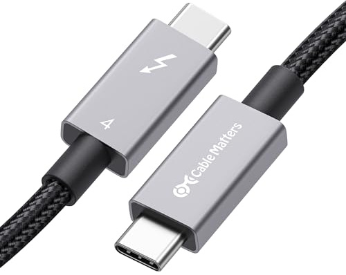[Intel-certifierad] Cable Matters flätad 40 Gbps Thunderbolt 4-kabel 0,5 m svart, med 240 W laddningseffekt och 8K-video – helt kompatibel med Thunderbolt 3, USB 4 för Apple Macbook Pro, iMac