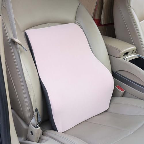 Autositz-Lendenwirbelstützkissen, ergonomisches Rückenstütze aus Memory-Schaum mit verstellbaren Trägern, Schmerzlinderung, Lendenkissen für Bürostuhl, Rollstuhl, Auto (Rosa)