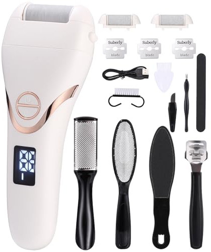 Elektrischer Hornhautentferner, Fußpflege Pediküre Set mit 3 Rollen, elektrische Nagelfeile mit Akku, 2 Geschwindigkeiten, Hornhautentferner Elektrisch Nagelset zur Hand- und Fußpflege