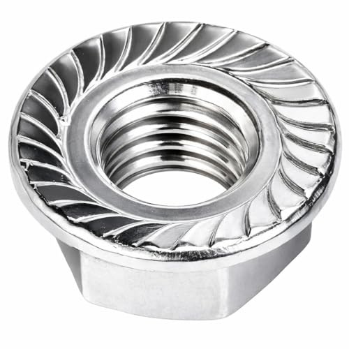 Sperrzahnmuttern M10 (DIN 6923) | Rostfreier A2 V2A Edelstahl Inox | Edelstahlmuttern Flanschmuttern Bundmuttern mit Zahnrippen UKV Sperrverzahnung | 50 Stück