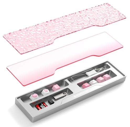 SELORSS MANBASNAKE Tastatur-Handgelenkauflage mit 68 Tasten, CNC-Aluminiumlegierung, mit Trennwand, 2 Acryl-Abdeckungen, ergonomische rutschfeste Unterstützung für mechanische TKL-Tastatur, ideal für
