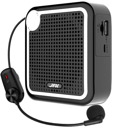 JFH Amplificador de voz para profesores, micrófono portátil y altavoz, amplificador de voz inalámbrico Bluetooth recargable, sistema PA, mini altavoz con micrófono inalámbrico para cantar, hablar,