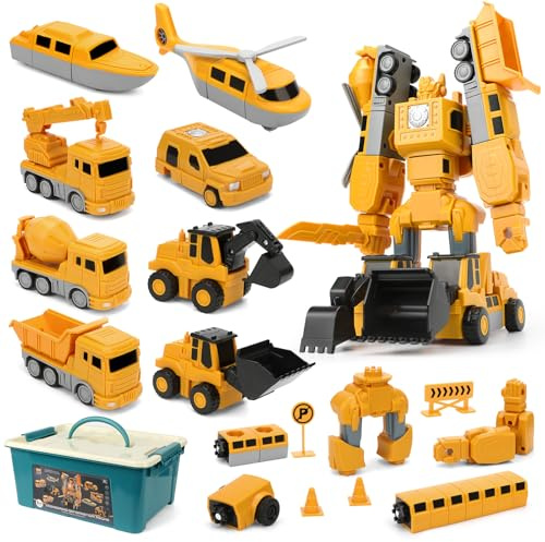 Fuutilake Magnetischer Verformung Roboter Spielzeug für Kinder mit Aufbewahrungsbox DIY pädagogisches Kreativitätspuzzle Bausteine Verformung Roboter Baustellenfahrzeuge Auto für 3+ Jungen Mädchen