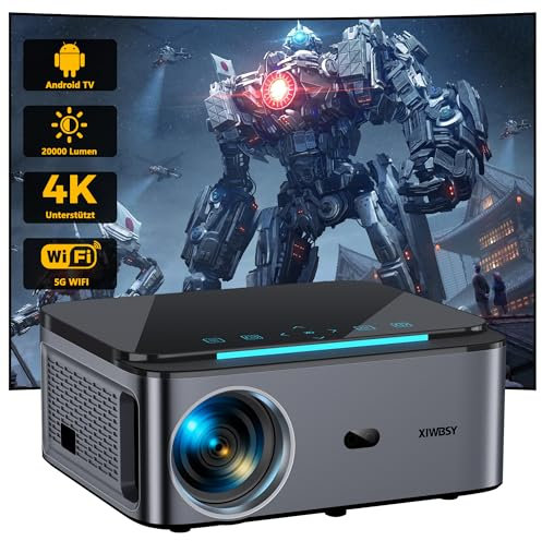 Beamer【Android TV】 XIWBSY 20000 Lumen Beamer 4K Heimkino, 5G WiFi Bluetooth Projektor 300 Display, projector Android YouTube, Netflix, LED Outdoor Projektor