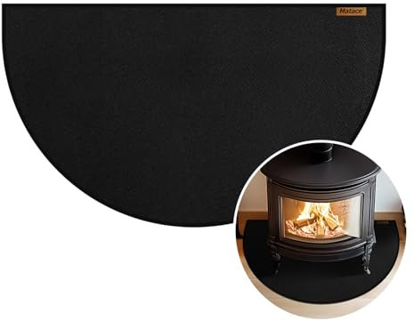 Matace Tapis de cheminée ignifuge en forme de demi-cercle de 71,1 x 122,9 cm, tapis de foyer en silicone ignifuge et imperméable, tapis de poêle à bois ultra fin, protection de sol contre les braises