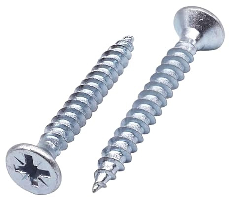 SKIR'CO (20 pcs) Zinc Plated Steel 5.0 x 45 mm Wood Screws, Pozidriv Countersunk Head, Chipboard Screws, PZ Fully Threaded