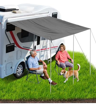 Ezcasch Wohnwagen Sonnensegel 300x240cm Markise für Wohnmobil, Wohnmobilmarkise Set mit Sonnenschutz und Wasserdichtung inkl. Stangenx3, Kederx2 usw.