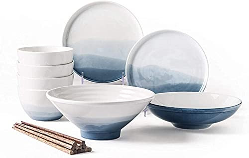 ABNNHK Juego de vajilla, Juego de vajilla de Porcelana, combinación Completa de Porcelana, Juego de vajilla Moderna, Incluye Platos, Juegos de Cuencos - Servicio para 4/6 Utensilios de co