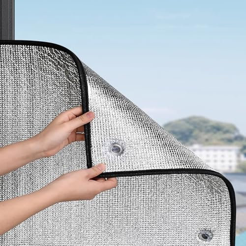 Geovne Film Fenetre Anti Regard 100%,Film Miroir Réfléchissant Non Adhésif,Feuille de Protection Solaire en Aluminium pour Bureau,Kit d'Isolation de Fenêtre de Maison,6mm (40x50cm/16 x20)