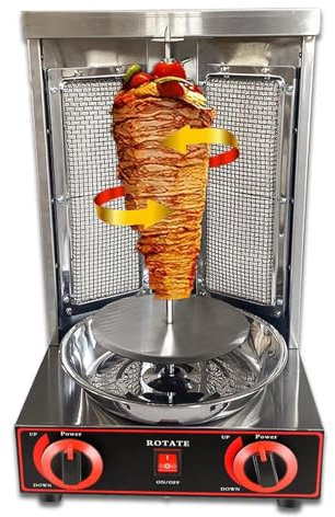 Máquina de Kebab a Gas, asador de Kebab de encimera, Horno Giratorio de Acero Inoxidable para restaurantes comerciales y cocinas domésticas.