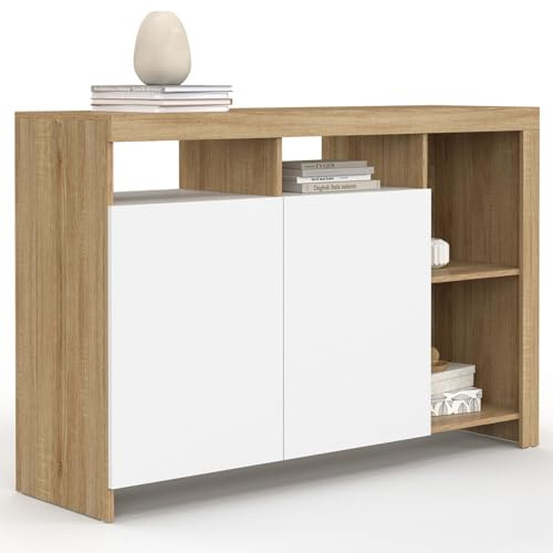 IDMarket - Buffet 110 cm Malo Bois et Portes Blanches