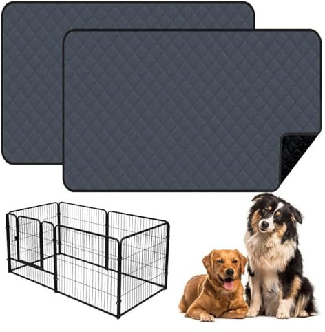 Mateju Wiederverwendbare Puppy Pads, 2-Stück Grau Welpen Unterlage Urin Absorption PIPI Matten für Hunde Welpenunterlagen, Mehrweg Waschbar Trainingspads für Hunde Katze (Dunkelgrau,60x120cm)