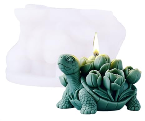 WYAHYQ Moule en silicone en forme de tortue en forme de fleur pour la fabrication de bougies en résine, plâtre, béton