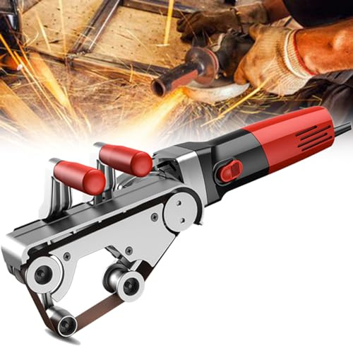 Levigatrice A Nastro Per Tubi per nastro, lucidatrice, macchina per disegno, 1100 W, 6 velocità variabili, smerigliatrice professionale, 5 nastri abrasivi per lucidatura, finitura, rimozione
