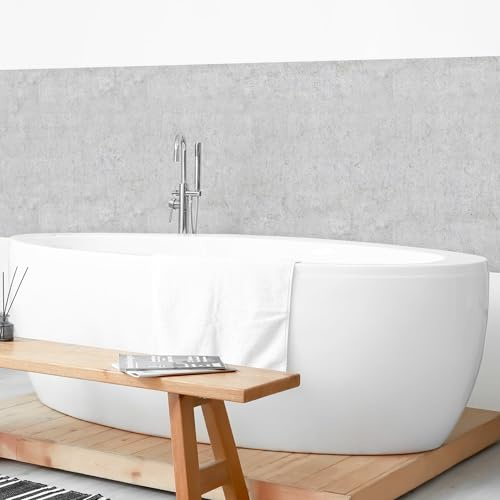 micasia Wandverkleidung Bad selbstklebend wasserfest mit Motiv fugenlos Wandpaneel - made in Germany - Zement Hartfolie matt grau Badrückwand Steinoptik Industrial statt Fliesen 1209 (250x80cm)