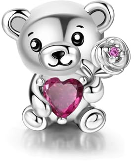 Alstiva Tiere Hase Vierblättriges Kleeblatt 925 Sterling Silber 5A Zirkonia Charm Anhänger für Armband Charm Bead Pendant für Europäische Armbänder Halsketten Schmuck Geschenk für Damen