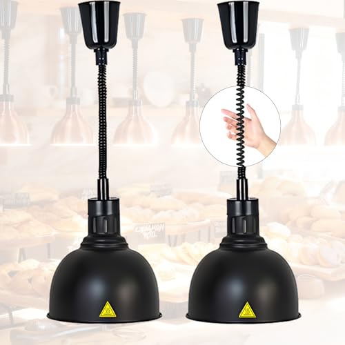 VFDZ Lampe Chauffante Cuisine Professionnelle, Suspendu Lampe Chauffe Plat pour Cuisine Restaurant Buffet, 19/25cm Lampe Chauffante Alimentaire Réglable Commerciale(C-25cm, 2 Pièces)