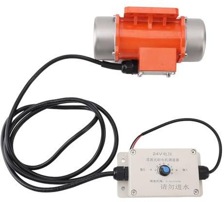 OEBUAFI Motore Vibrante per Vibratore per Calcestruzzo, Motore Vibrante Elettrico Senza Spazzole DC 24V con Regolatore di velocità per Vaglio da Tavolo Agitatore, Vibratori in (70W)