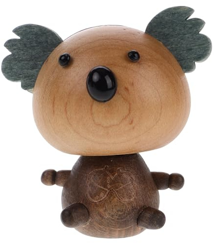Toddmomy Auto Armaturenbrett Wackelfigur Holz Ebene Dekoration mit Wackelndem Kopf Niedliche Auto Innendekoration für Unterhaltsame Fahrten und Stilvolle Fahrzeuggestaltung