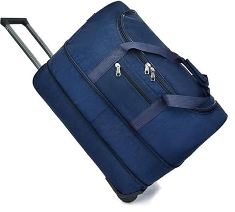 KUASHDBC Hopfällbar klädväska med hjul, expanderbar resväska, lätt handbagage, med vattenavstötande hölje, helgväska (blå)