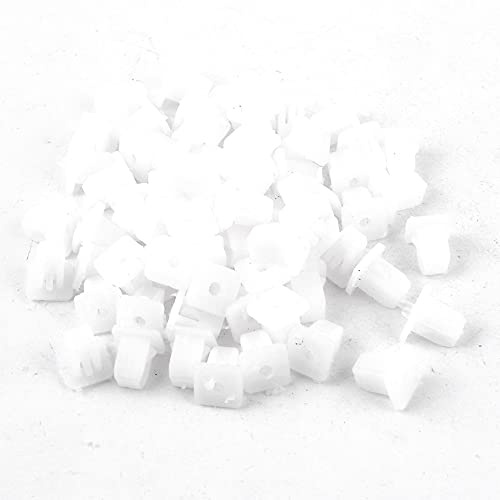 sourcing map Lot de 100 Rivets en Plastique 4 mm-Patte de Fixation de Panneau de Garniture de Porte Blanc