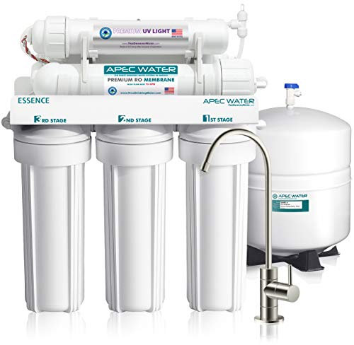 APEC UV Esterilizador ultravioleta de categoría superior 6 Etapa sistema de ósmosis inversa filtro de agua potable seguro Ultra (de 75 GPD esencia roes-uv75)