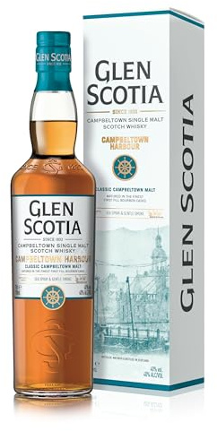 Glen Scotia Single Malt Whisky: Campbeltown Harbour 70cl (40% ABV) | Sea Spray & Gentle Smoke Notes Balanced with Soft Peach & Vanilla Custard | Award-Winning Scotch Whisky Lightly Peated