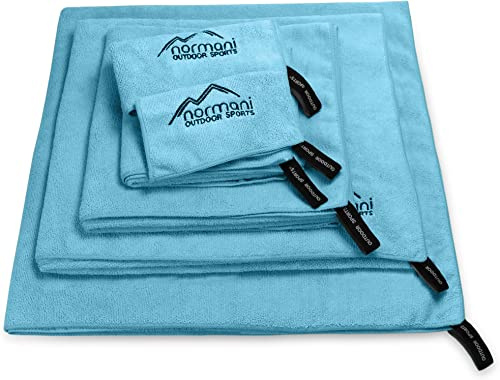 normani Mikrofaser Handtücher 6 Größen / 5 Farben, leicht und Ultra saugfähig, Handtuch Sporthandtuch, Reisehandtuch, Mikrofaser-Badetuch, XXL Strandhandtuch Blau 60 cm x 120 cm