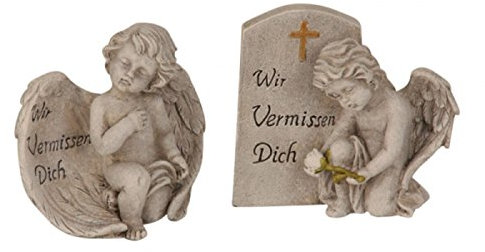 Trauer-Shop Engel Figuren Paar Wir vermissen Dich. 10,5cm. 2 Modelle, 2 Stück