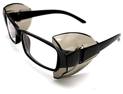 KOSTOO Lot de 2 paires de boucliers latéraux pour lunettes de sécurité - Gris transparent - Pour protection des yeux - Convient aux lunettes de taille moyenne à grande (gris foncé)