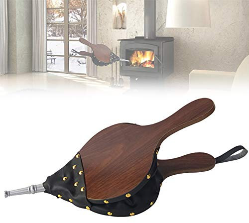 NANANA Fireplace Bellows/fire Bellow, Wood Hand Air Leather Bellow Cooking Fan, Bellow with Hanging Leather Strap Pleasant