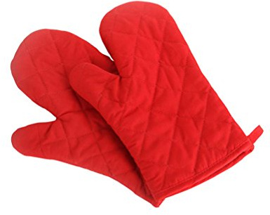 1 paire de gants de cuisine épais et résistants à la chaleur - En coton - Rouge