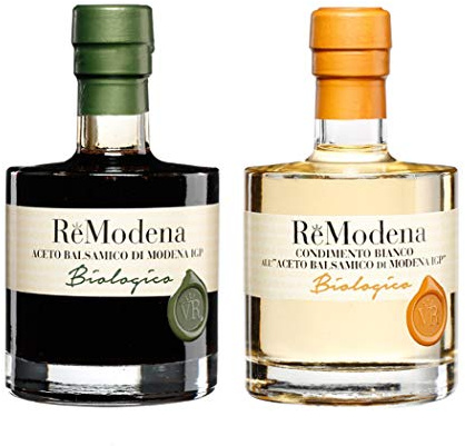 Bis Aceto Balsamico Biologico ReModena: Condimento Bianco e Classico di Modena IGP 250 ml x 2
