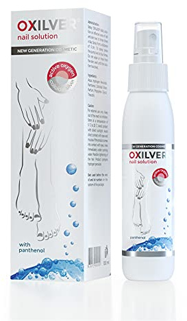 OXILVER® NAIL SOLUTION para uñas para el Cuidado y el alivio de los síntomas de Cabello Dañado, encarnadas, hongos uñas y cutículas, oxígeno activo, ionizada plata y pantenol, 100 ml